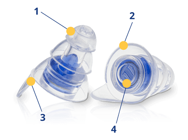 image showing important features of the ZQuiet earplus