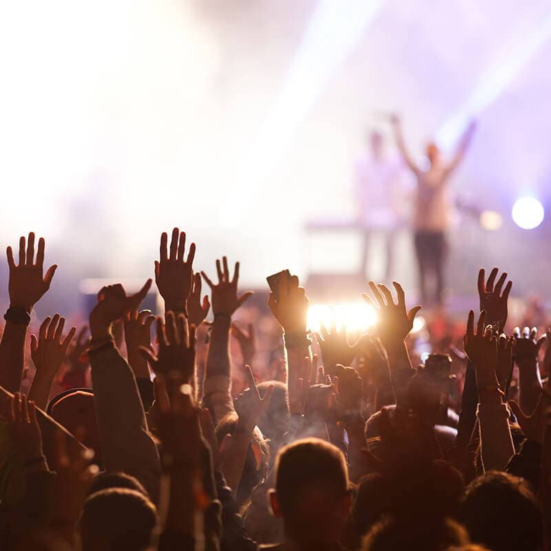 photo showing large crowd at a loud music event where ZQuiet earplugs should be worn