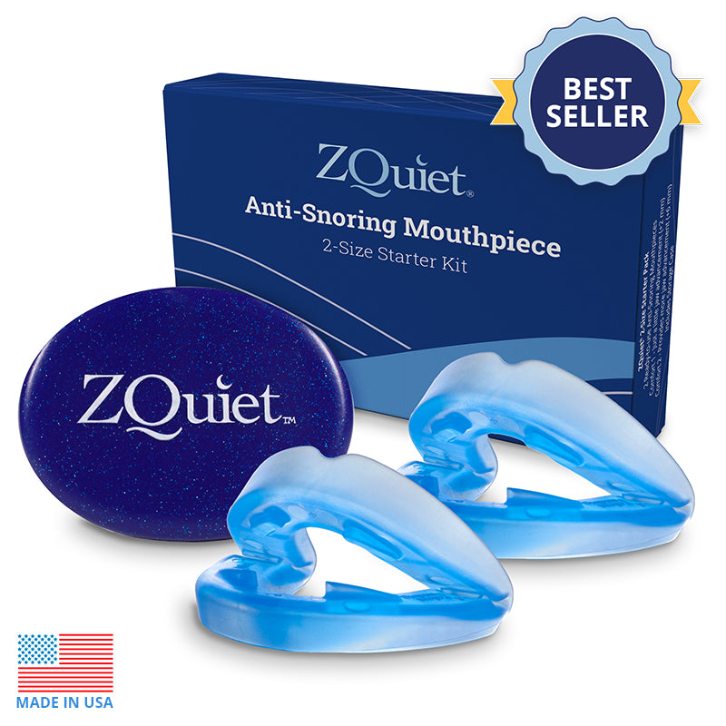 Image of ZQuiet's Anti-Snoring Mouthpiece Starter Pack with Best Seller call out.