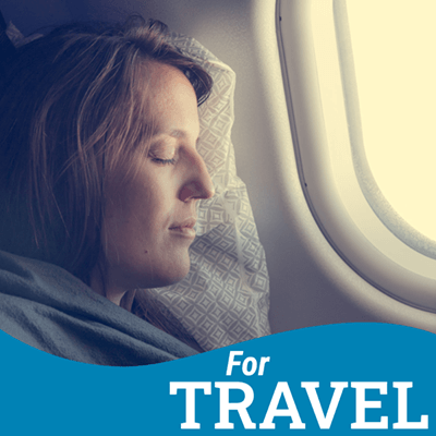 woman using ZQuiet earplugs sleeping peacefully on airplane 