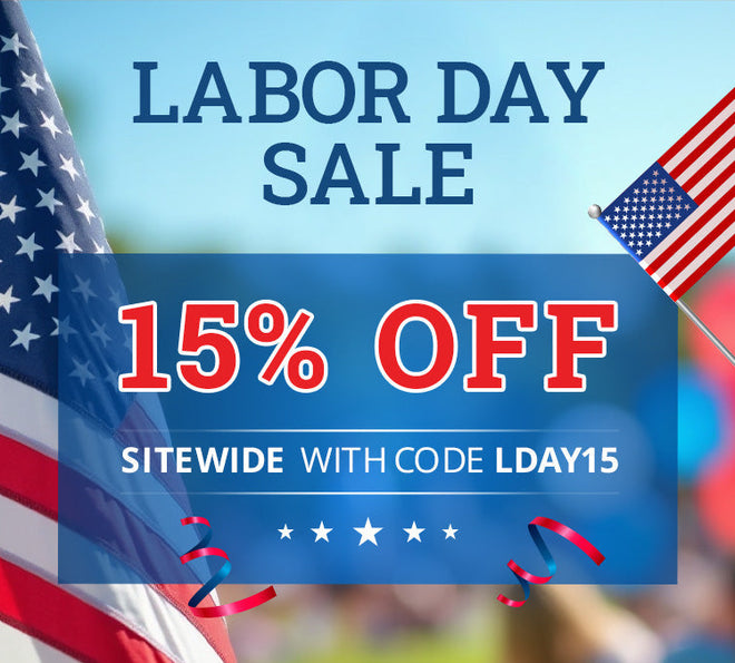Labor Day Sale banner 15% off with code LDAY15