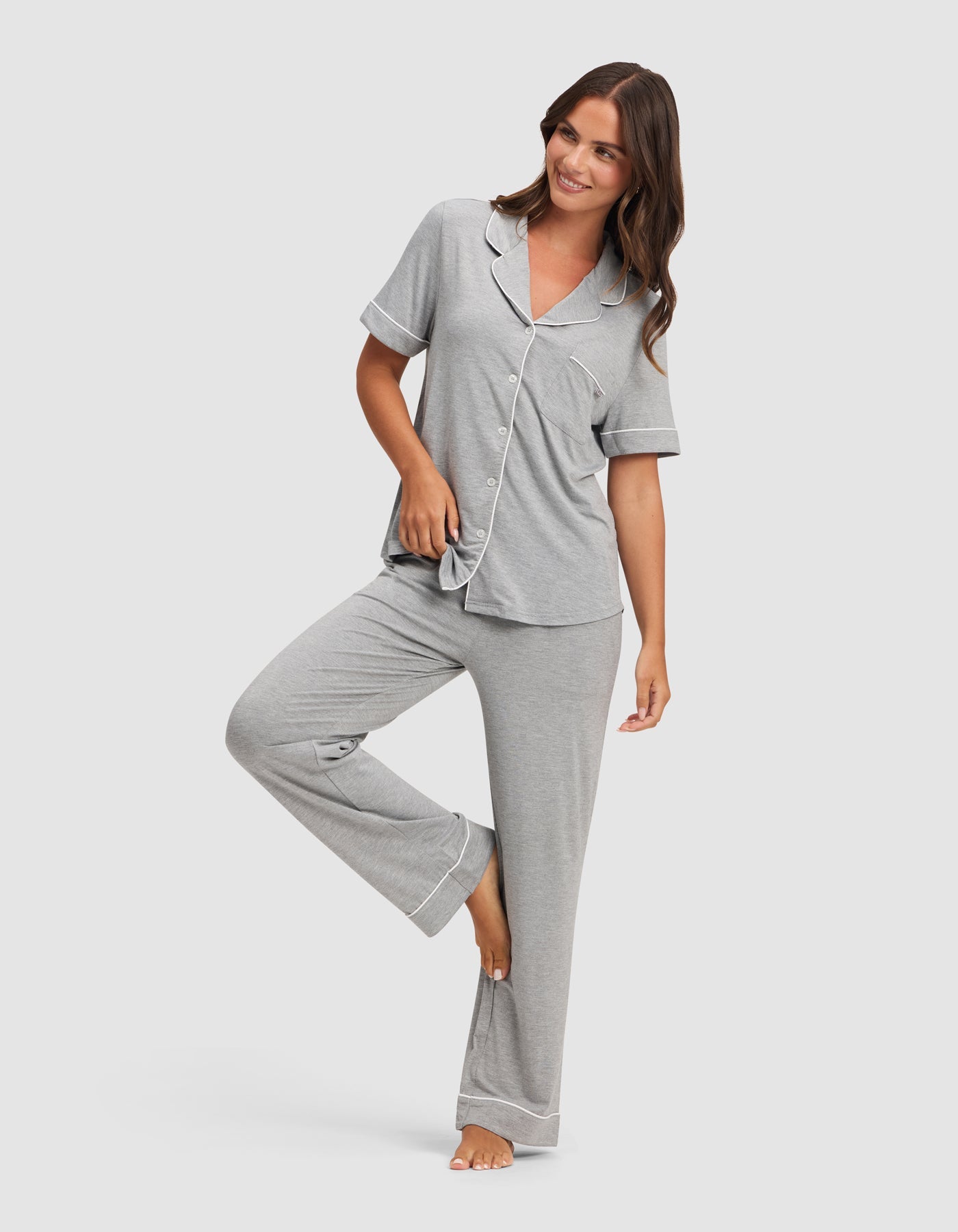 Women's Bamboo Stretch-Knit Short Sleeve & Pant Pajama Set