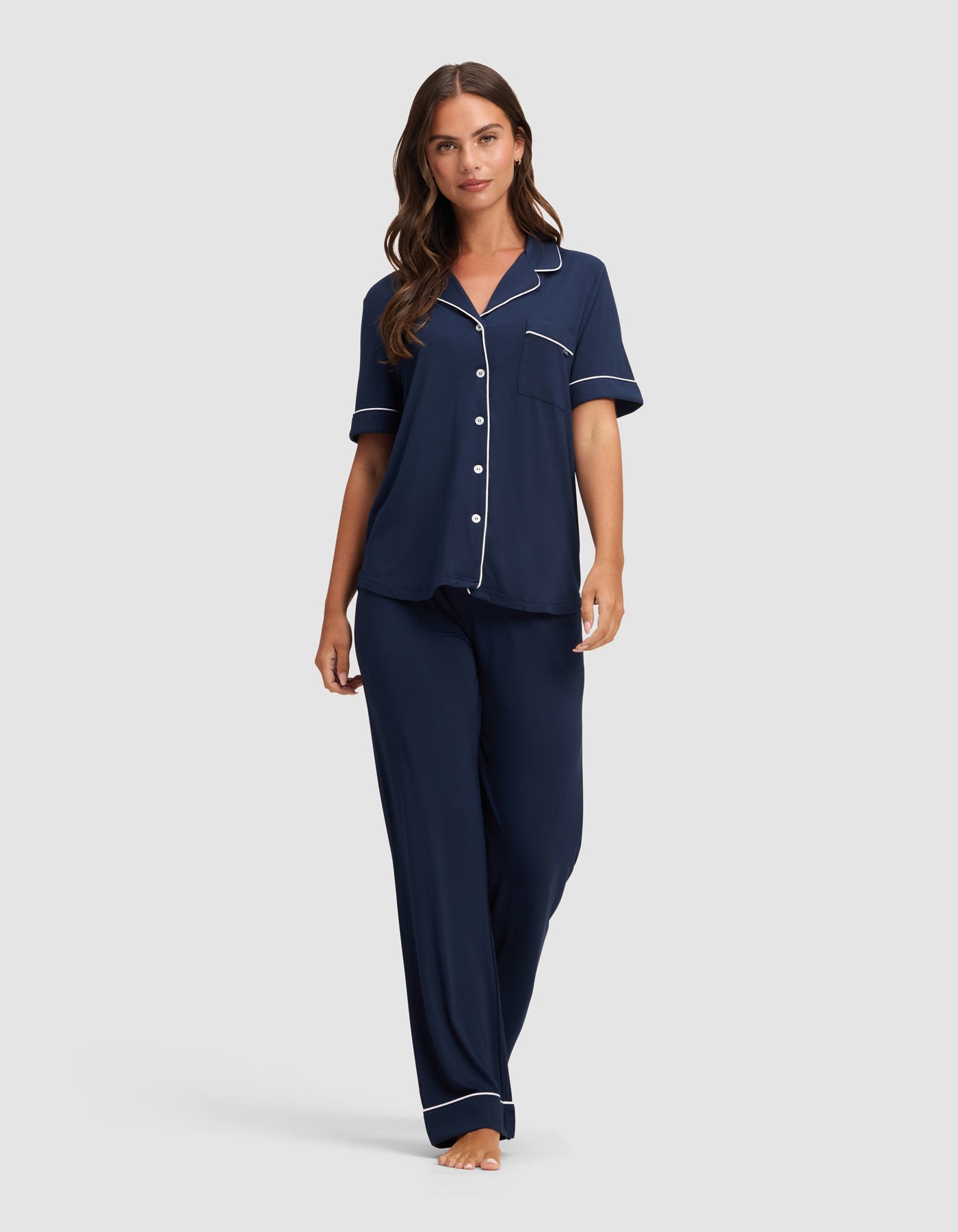 Women's Bamboo Stretch-Knit Short Sleeve & Pant Pajama Set