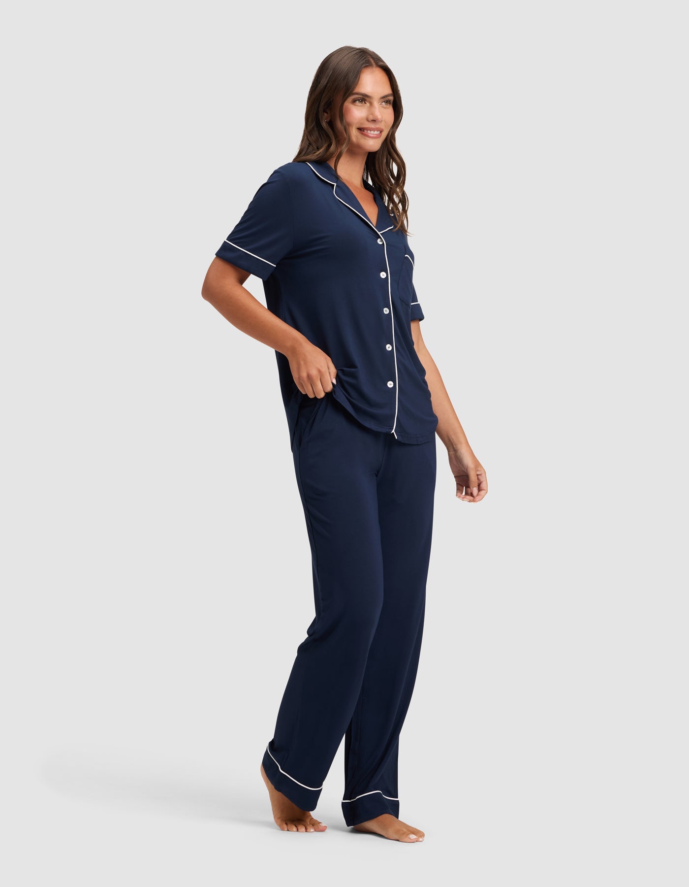 Women's Bamboo Stretch-Knit Short Sleeve & Pant Pajama Set